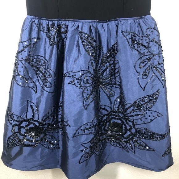 Adrianna Papell Beaded High Neckline Embellished Taffeta Mini Dress 6 AP1E200162 - Picture 5 of 13